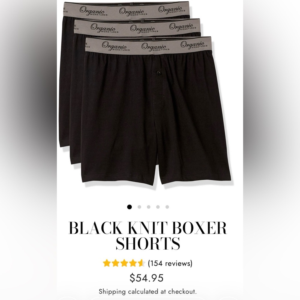 OrganicSignature Black Knit Boxer Shorts with Branded Waistband NWOT - Picture 2 of 5